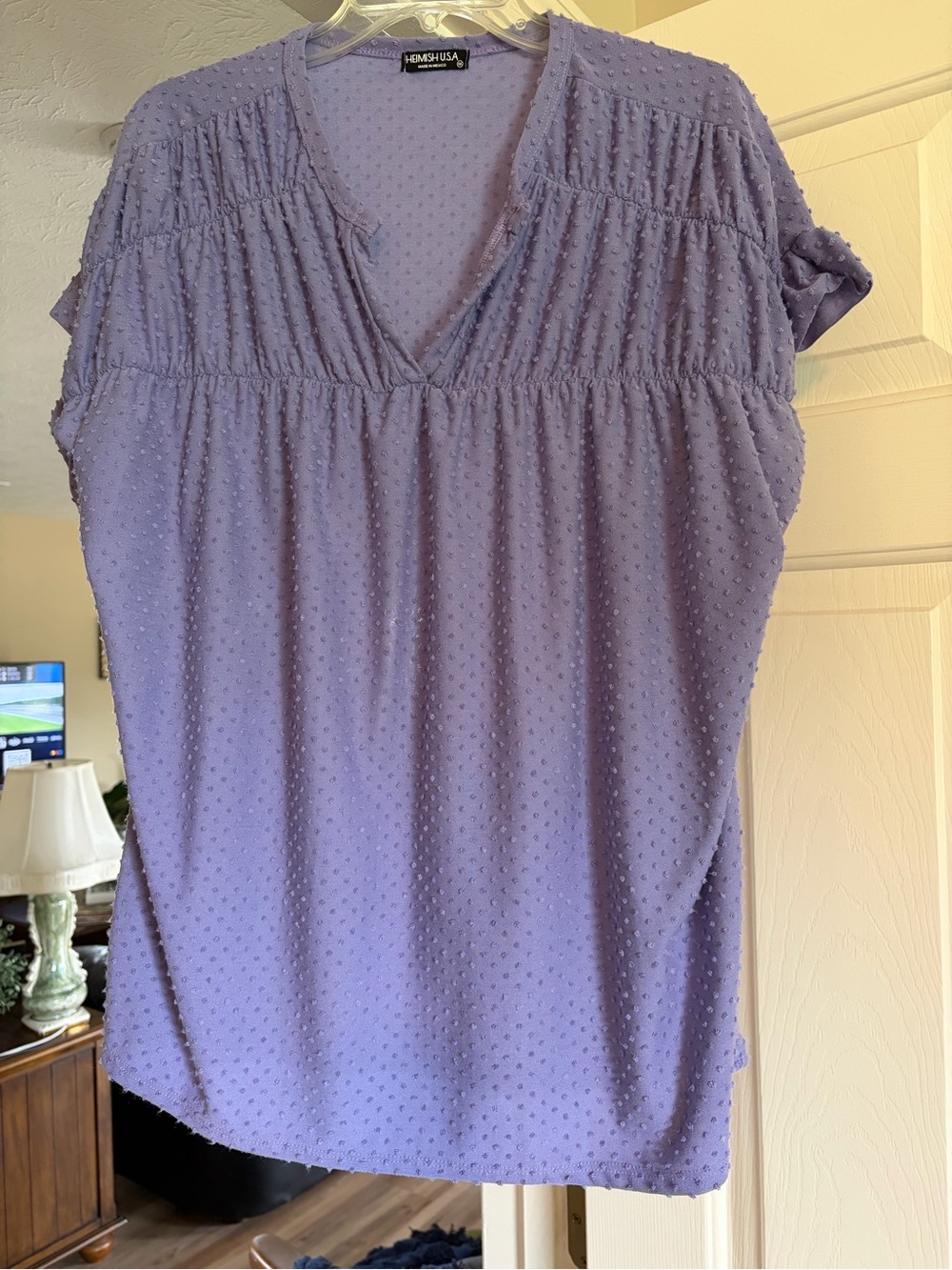 a new day Lavender Dot V-Neck Peasant Blouse
